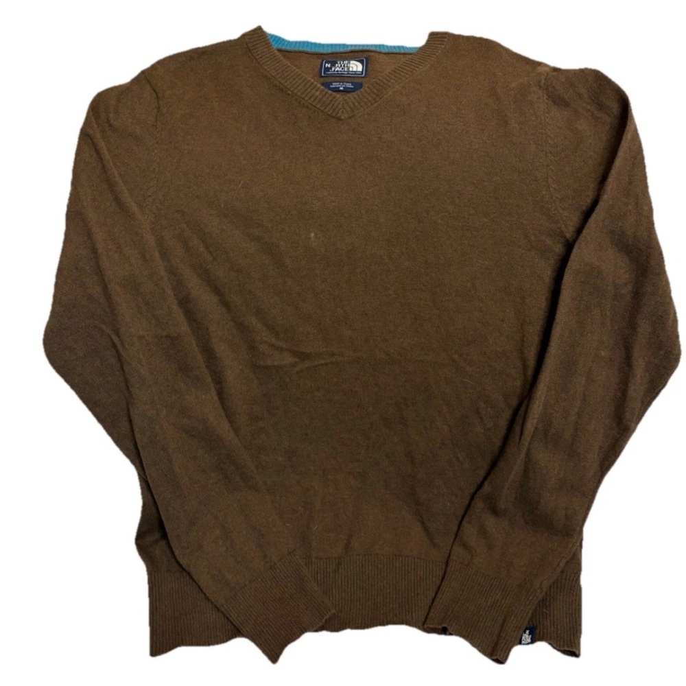 The North Face Sweater Men's MBrown Wool Blend Camp Hike Golf Logo BB5